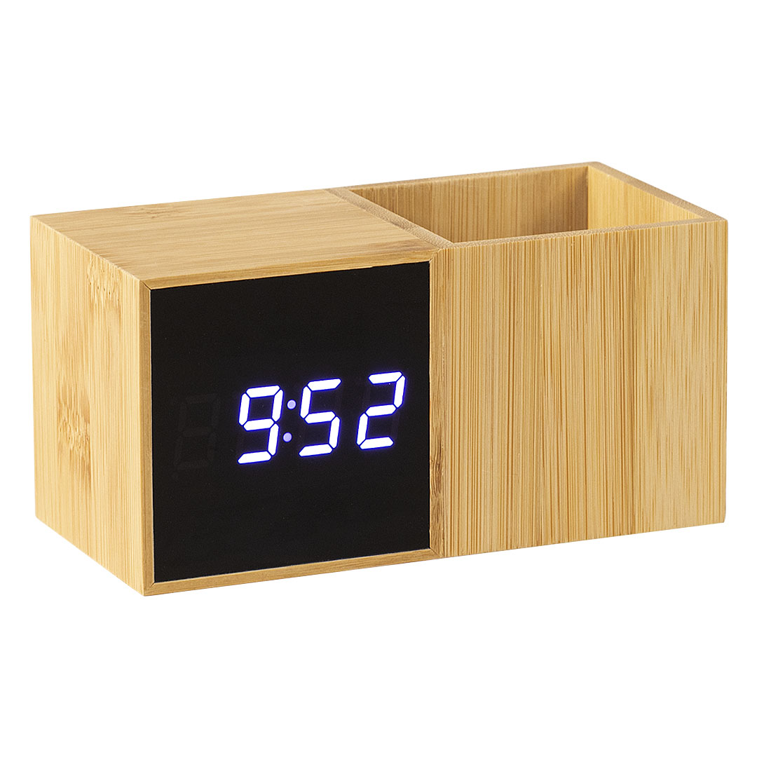 LCD desk clock with pen holder