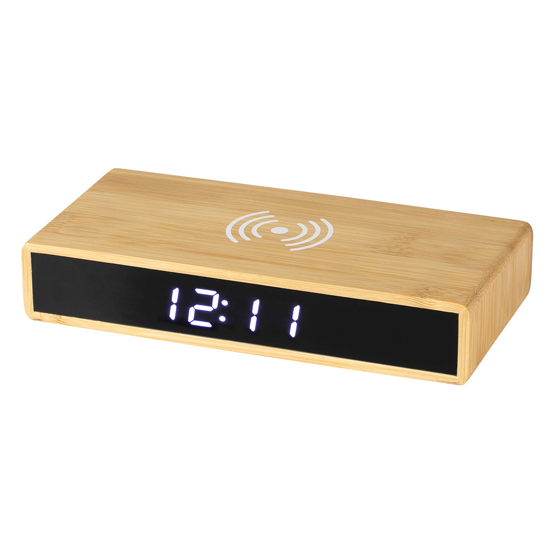 LCD clock with wireless charger, 15W