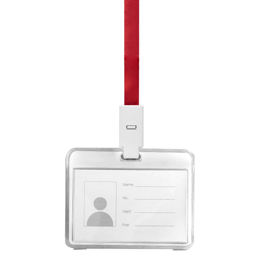 Plastic ID card holder with lanyard