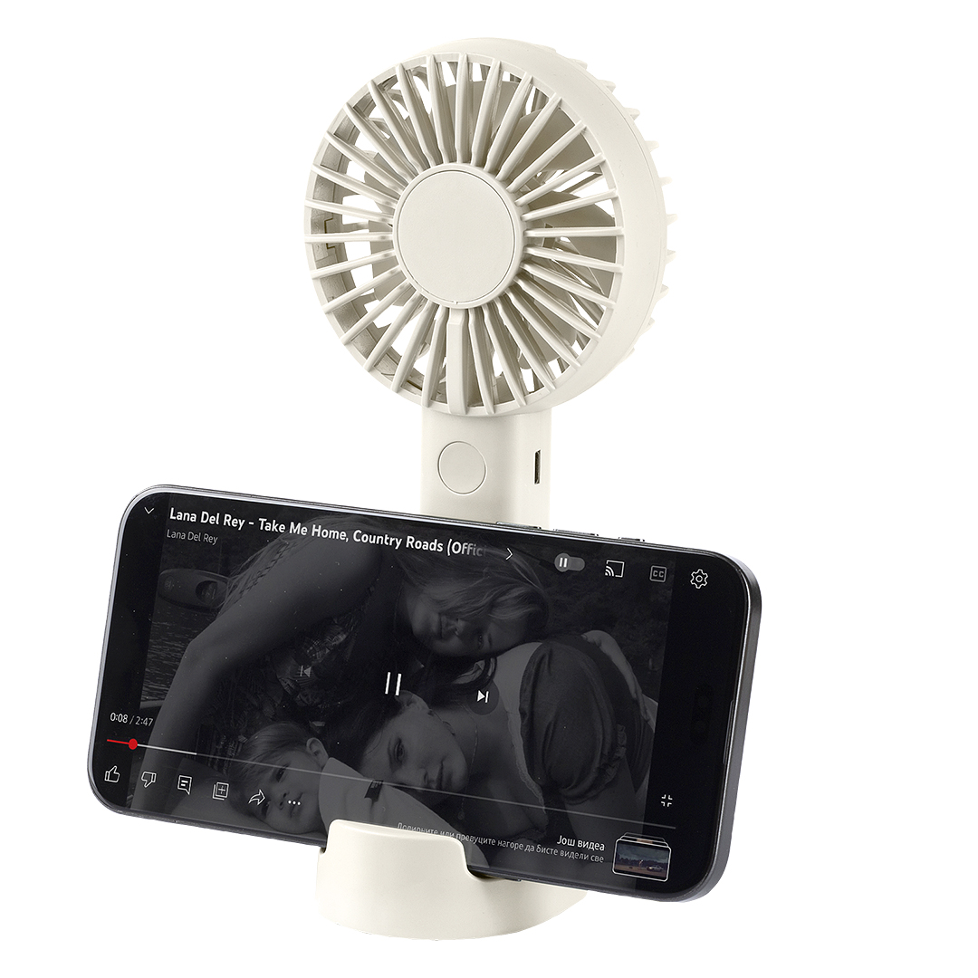 Hand fan with 3 speed and phone holder