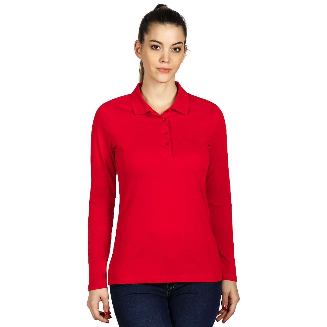 Women's long sleeve single jersey polo shirt