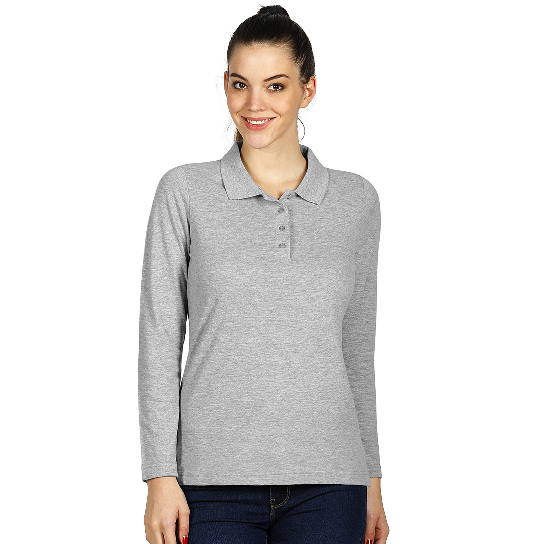 Women's long sleeve polo shirt, 200 g/m2