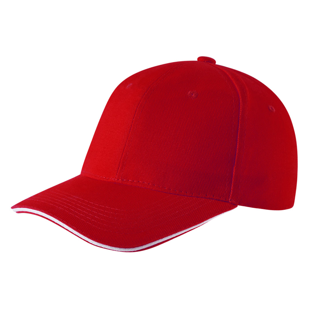 Cap with 6 panels, sandwich sun shade, metal buckle back closure