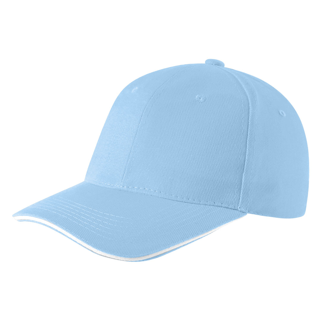 Cap with 6 panels, sandwich sun shade, velcro back closure